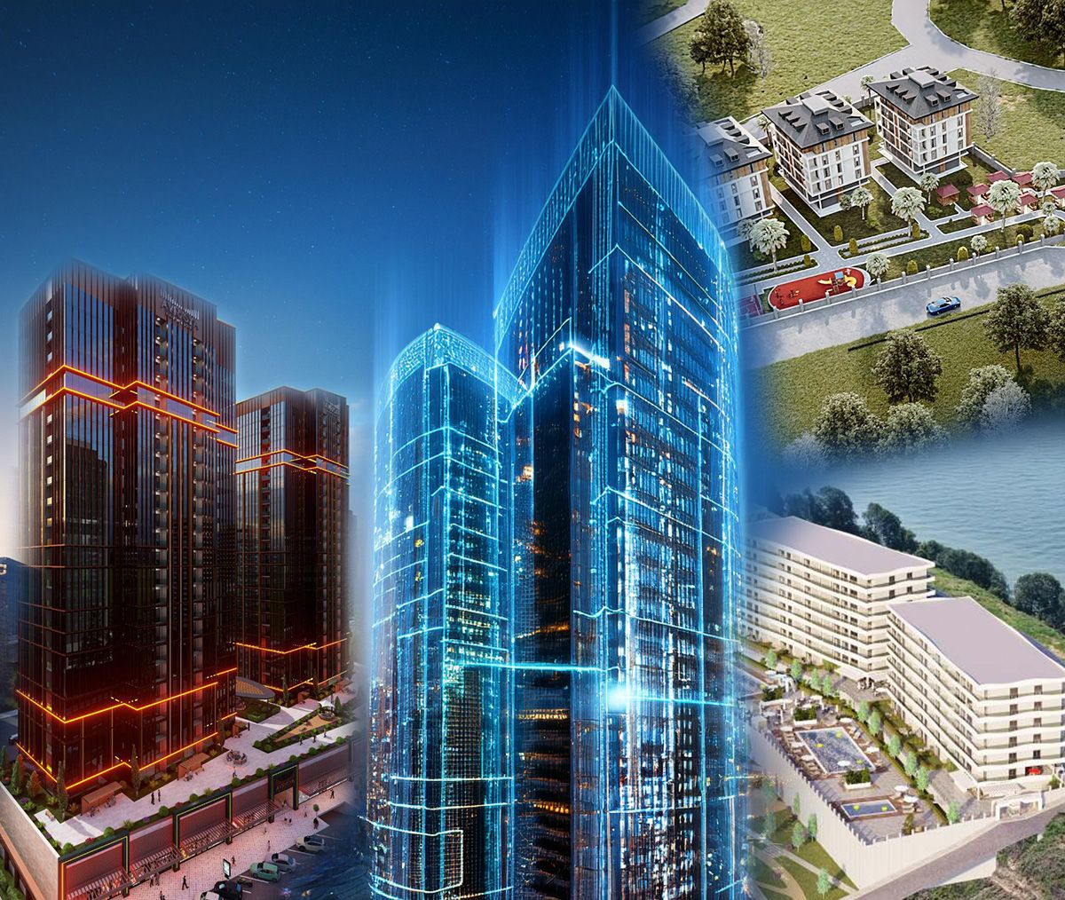 Gebäude in Bau mit skyline