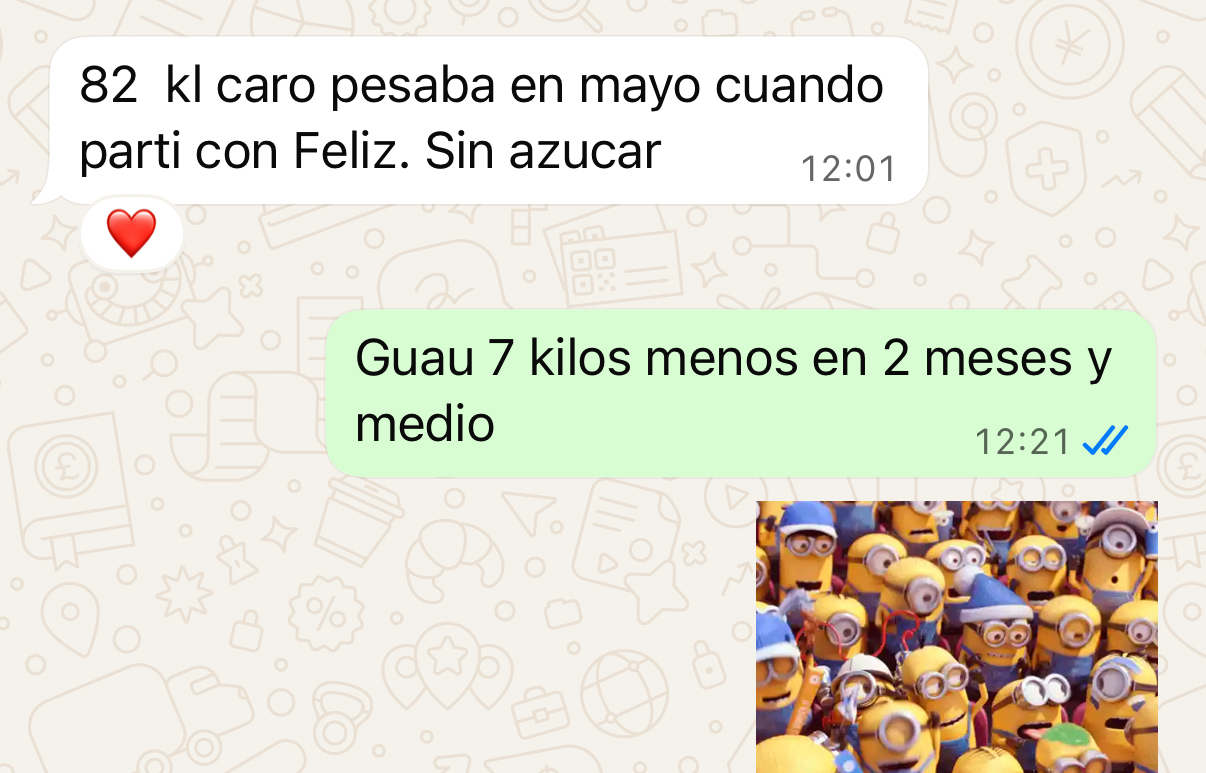 Mensaje de una clienta: 7 kilos menos en 2 meses y medio