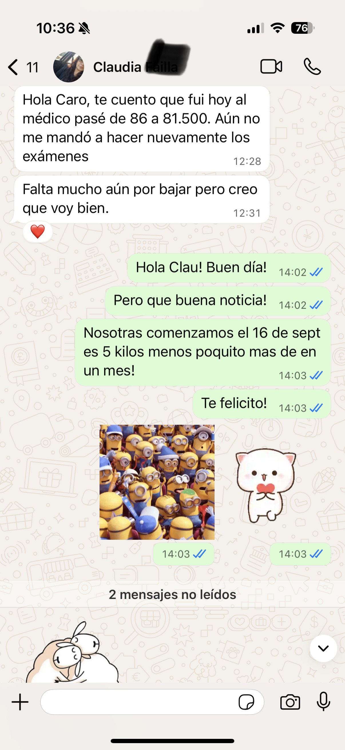 Mensaje de una clienta: casi 5 kilos menos en un mes