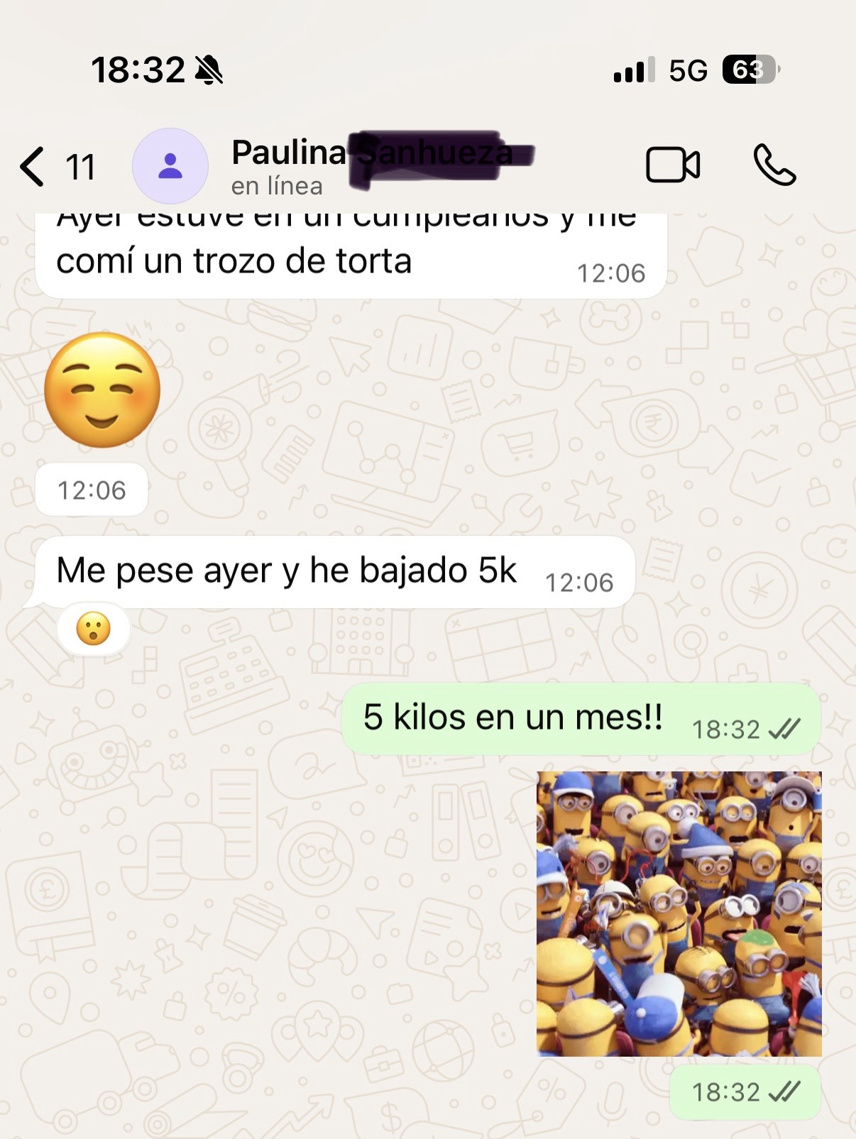 Mensaje de una clienta: 5 kilos en un mes