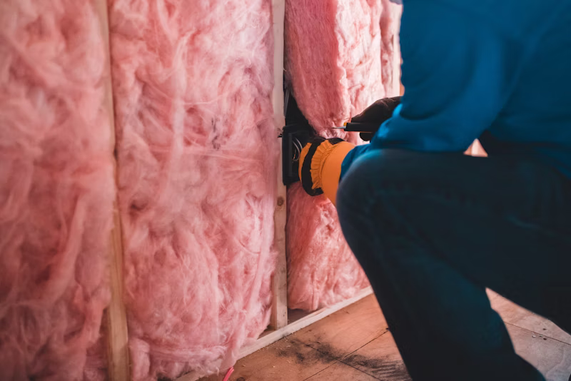 Professional attic inspection specialist installing insulation