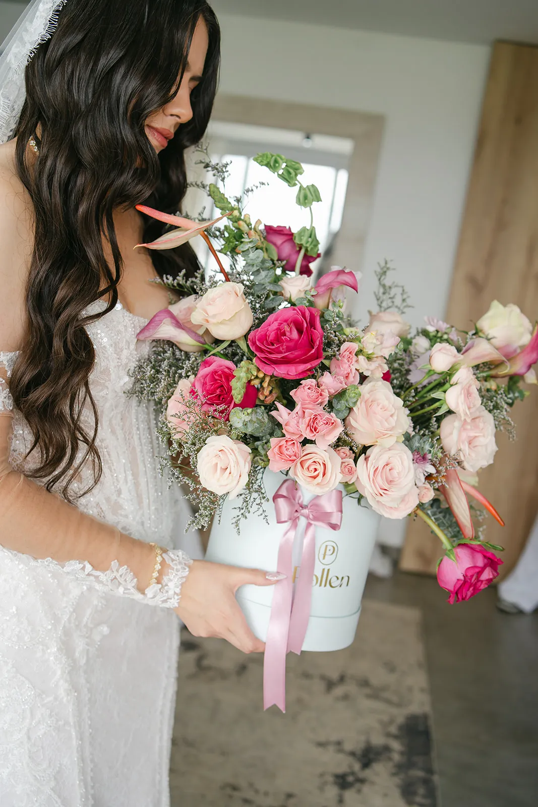 Ramo de novia con rosas rosadas
