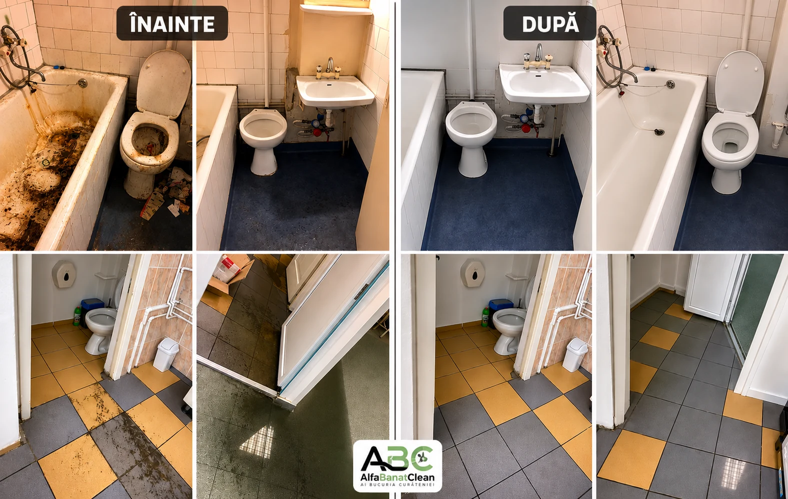 Rezultat baie înainte și după curățenie