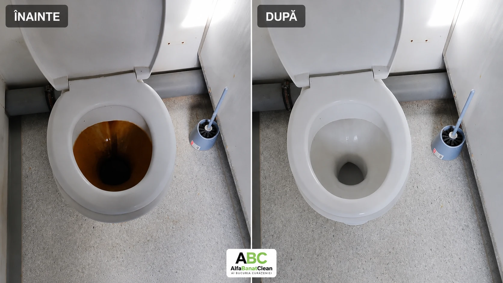 Vas WC înainte și după curățenie