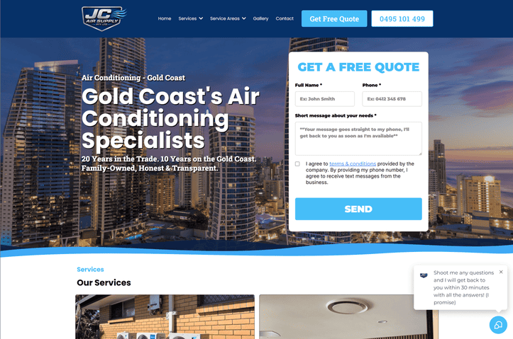 Snap Systems Website For Air Conditioning Contractor