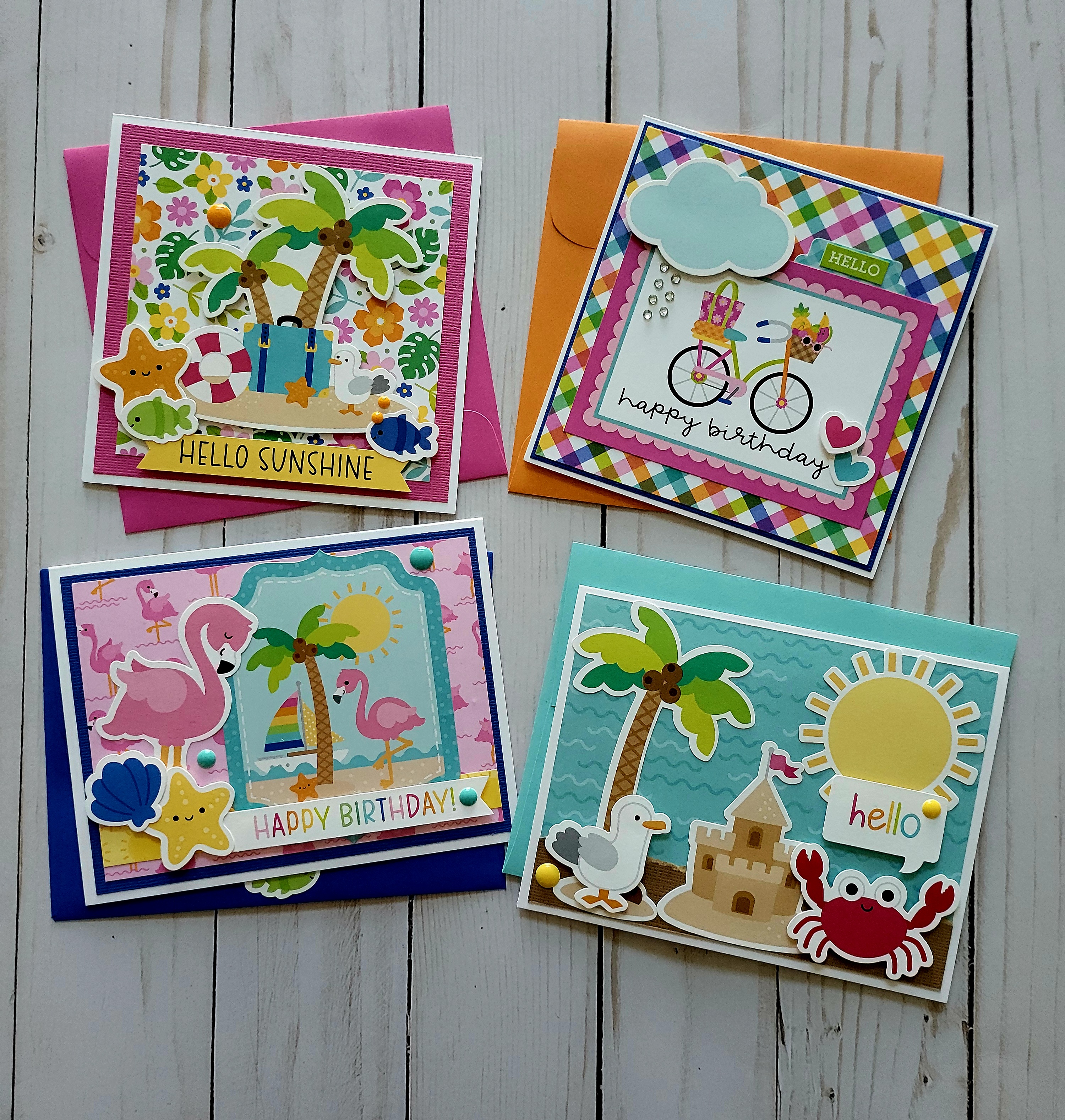 Summer Fun Card Pack (Set of 6 Handmade Cards & Envelopes)