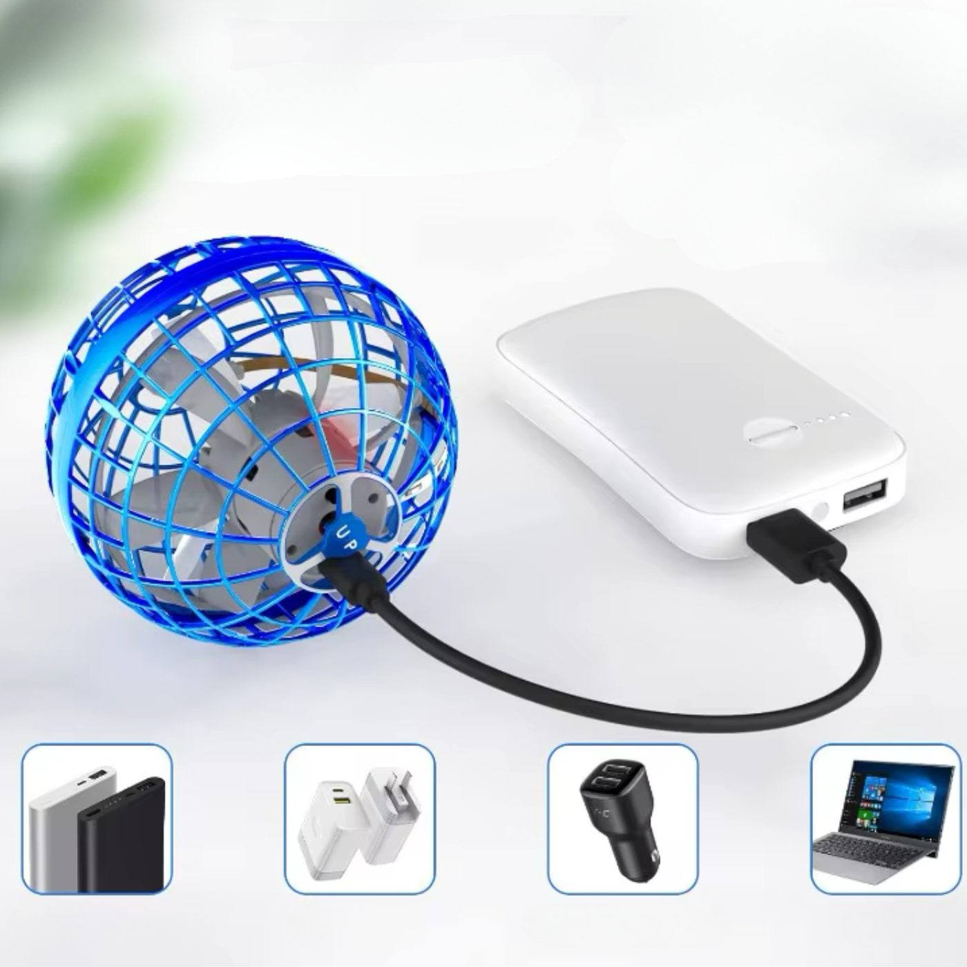 Ładowanie latającej kuli przez kabel USB