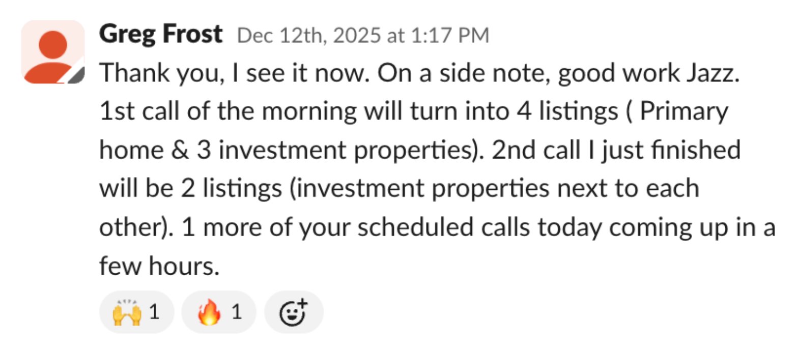 Real client win shared in our Slack channel