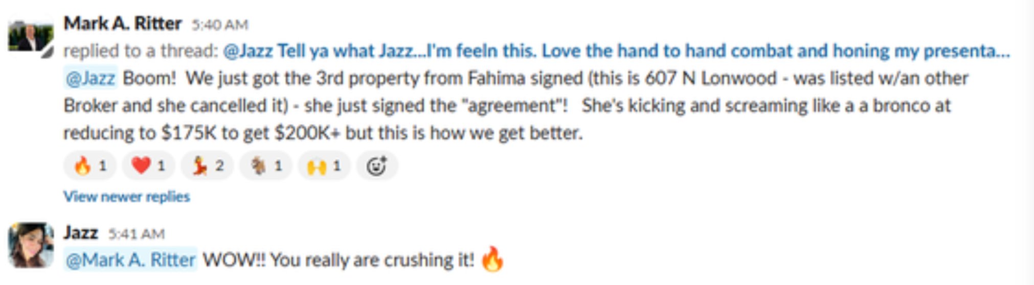 Real client win shared in our Slack channel