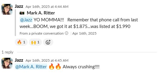Real client win shared in our Slack channel