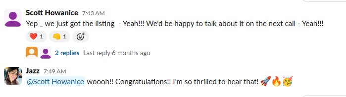 Real client win shared in our Slack channel