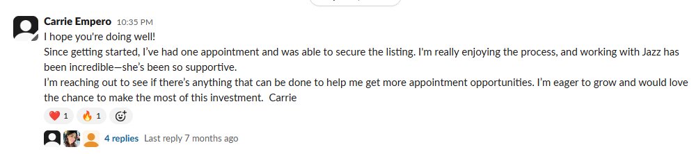 Real client win shared in our Slack channel