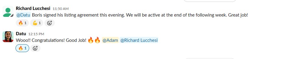 Real client win shared in our Slack channel
