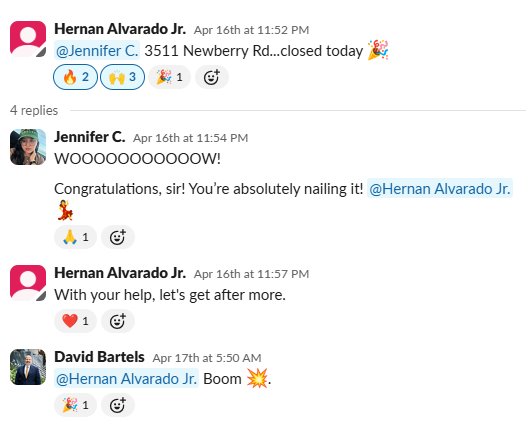 Real client win shared in our Slack channel