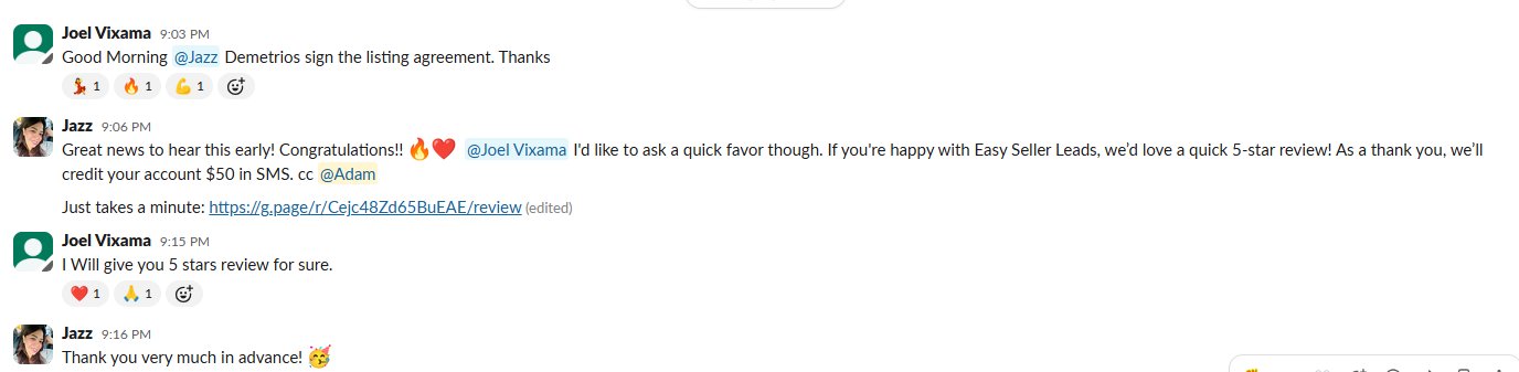 Real client win shared in our Slack channel