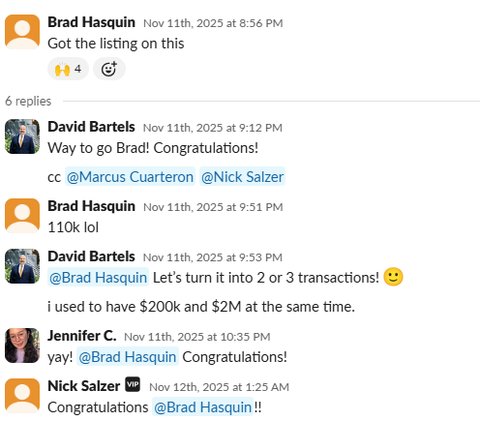Real client win shared in our Slack channel