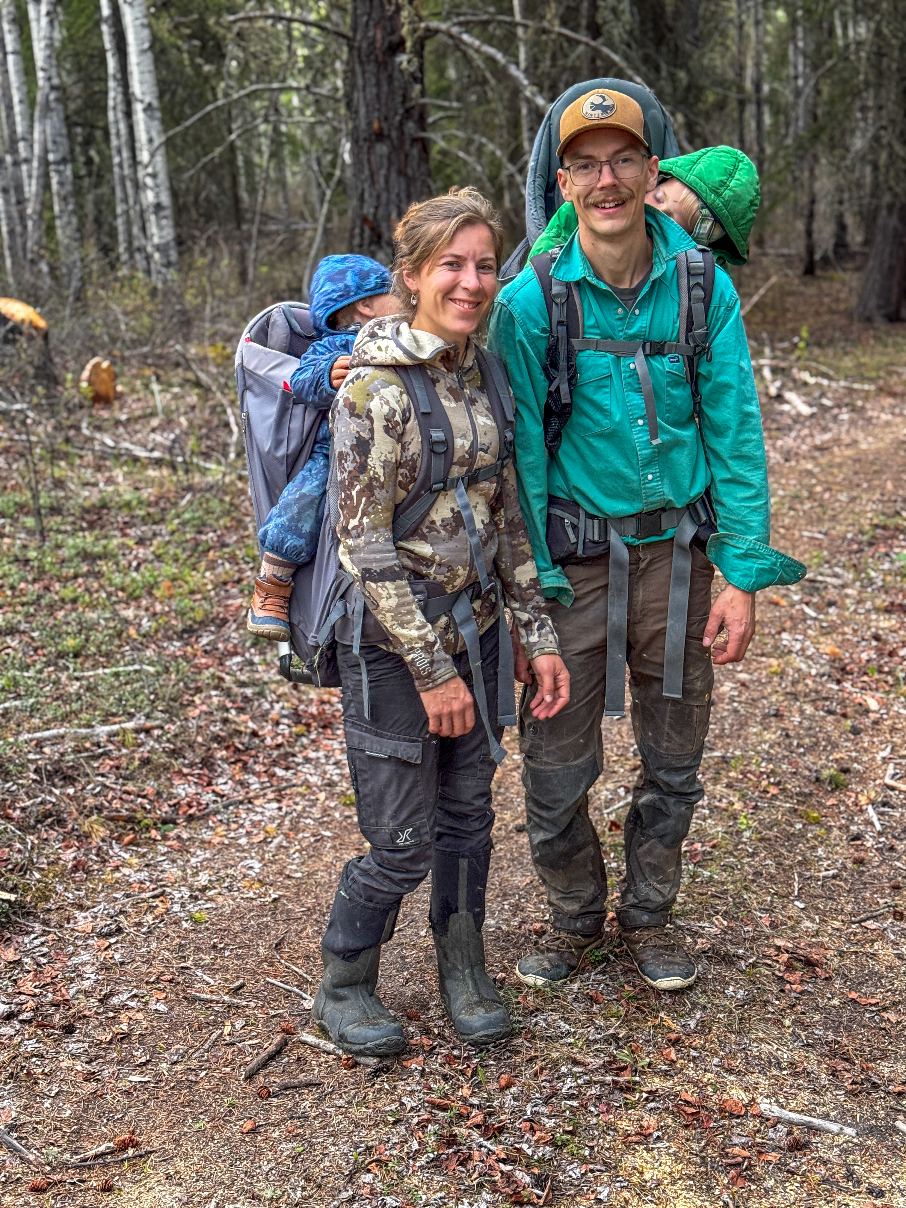 Leif and Abby Harbidge with their boys in the backcountry