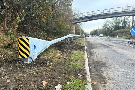 Recently installed roadside fencing barrier