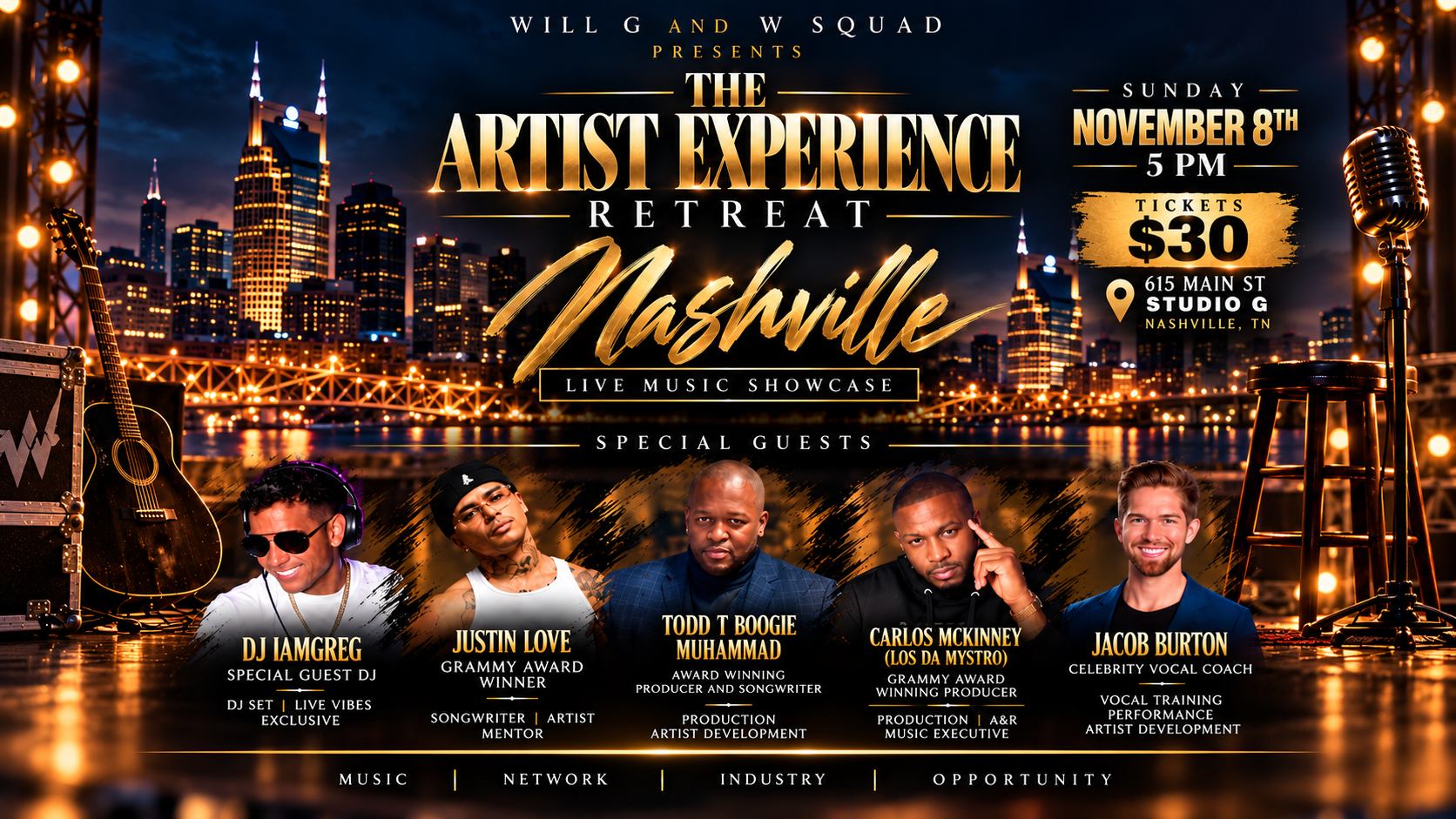 The Artist Experience Live Showcase Flyer