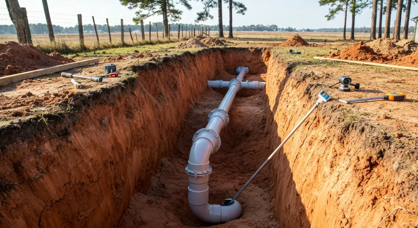 Septic system sewer line connection