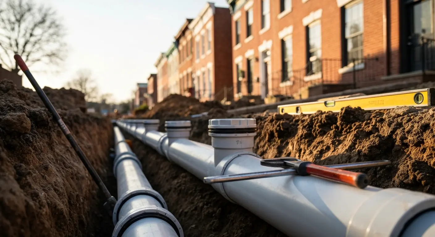 Old corroded sewer pipe replacement