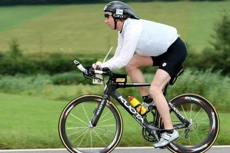 Peter racing on the bike leg of an Ironman-distance triathlon