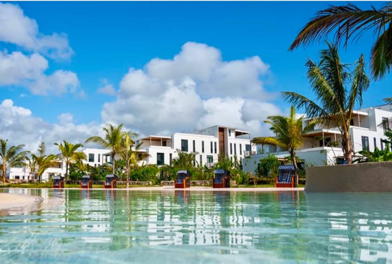 Blue Lagoon pool and cabanas