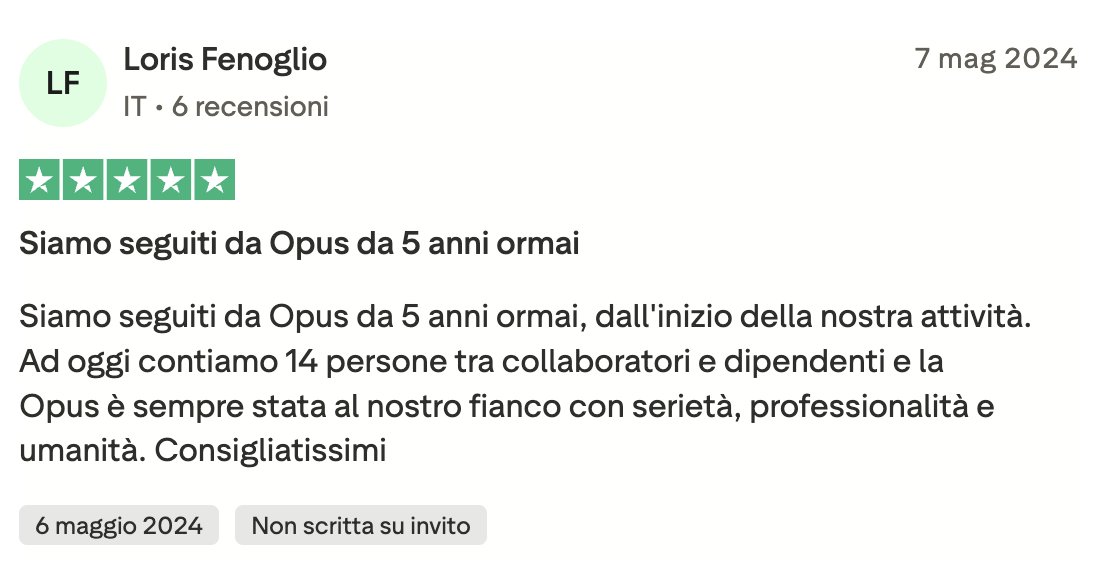 Recensione cliente Opus