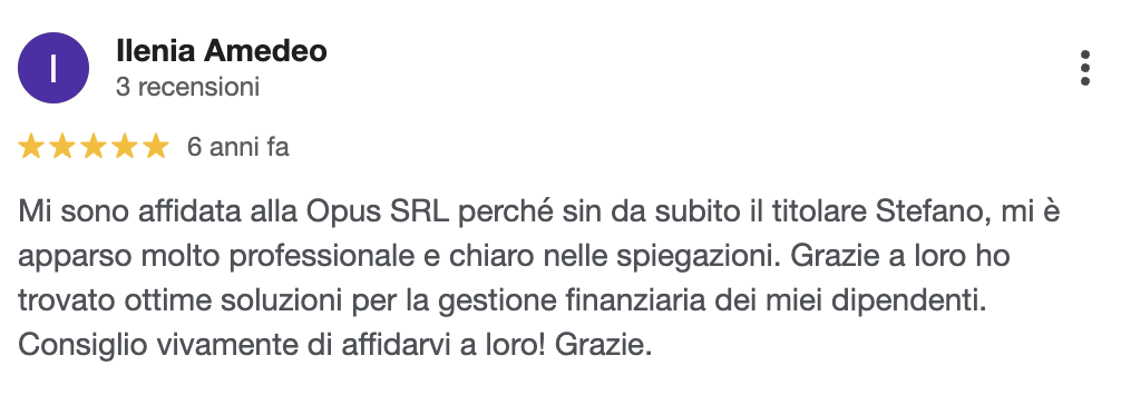 Recensione cliente Opus