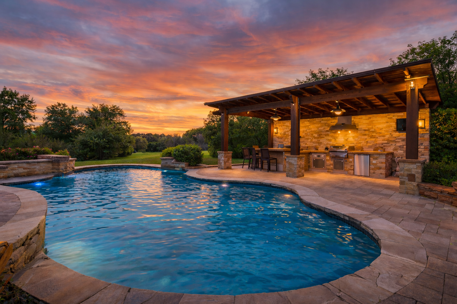 Relaxing in a custom pool by Red Phoenix