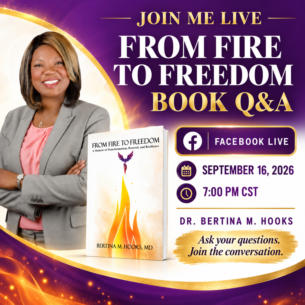 Facebook Live announcement with Dr. Bertina M. Hooks