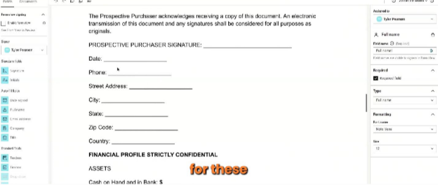 Placing fields in the document