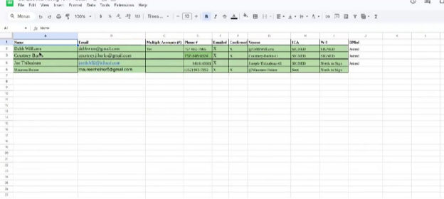 Engagement tracking sheet