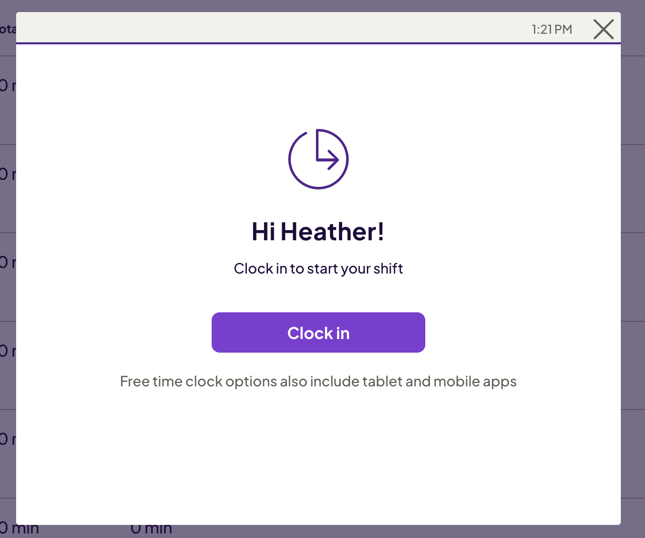 Homebase login screen