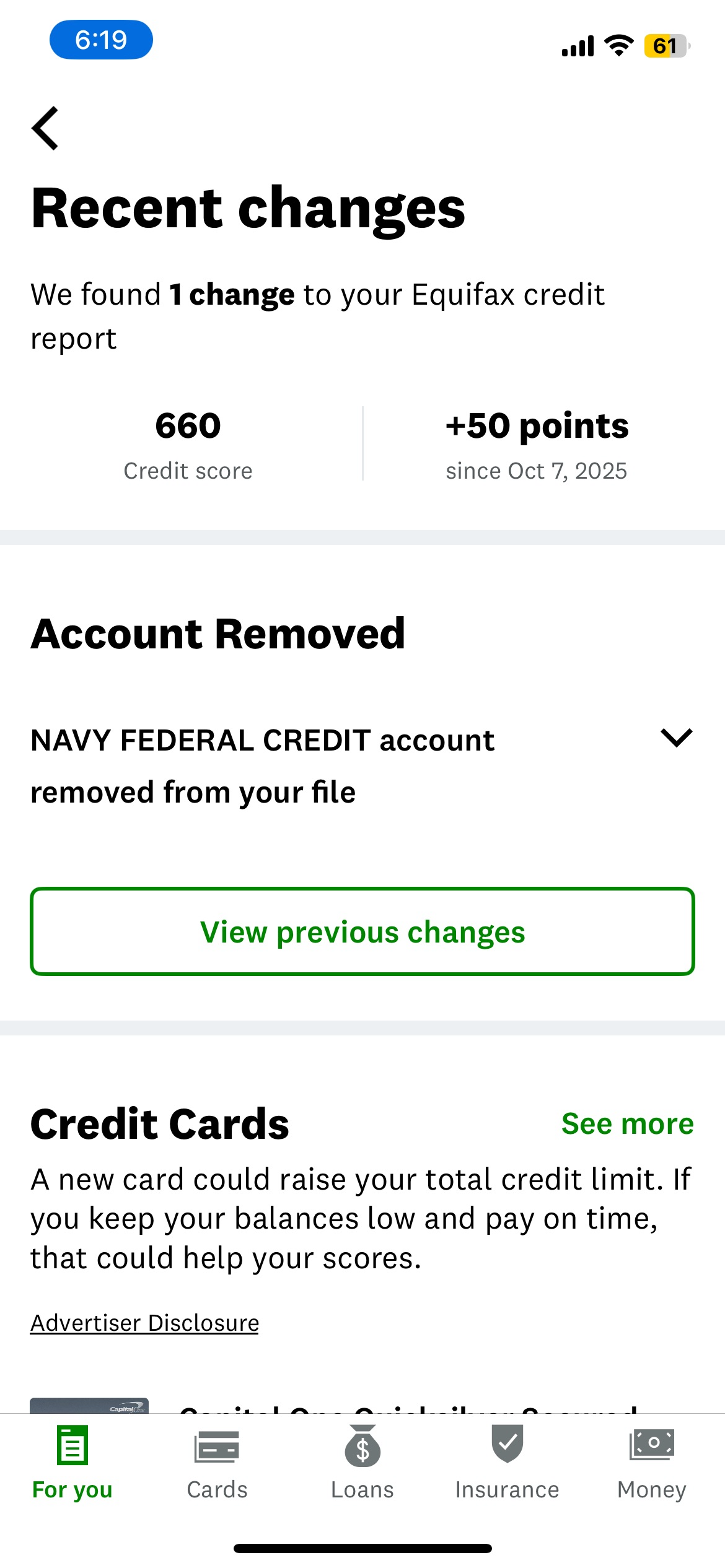 Negative Account Removed