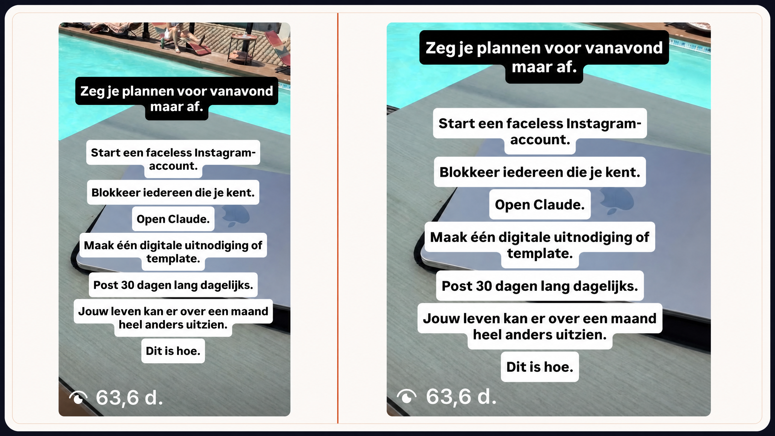 Faceless reelvoorbeeld met 63,6 duizend weergaven