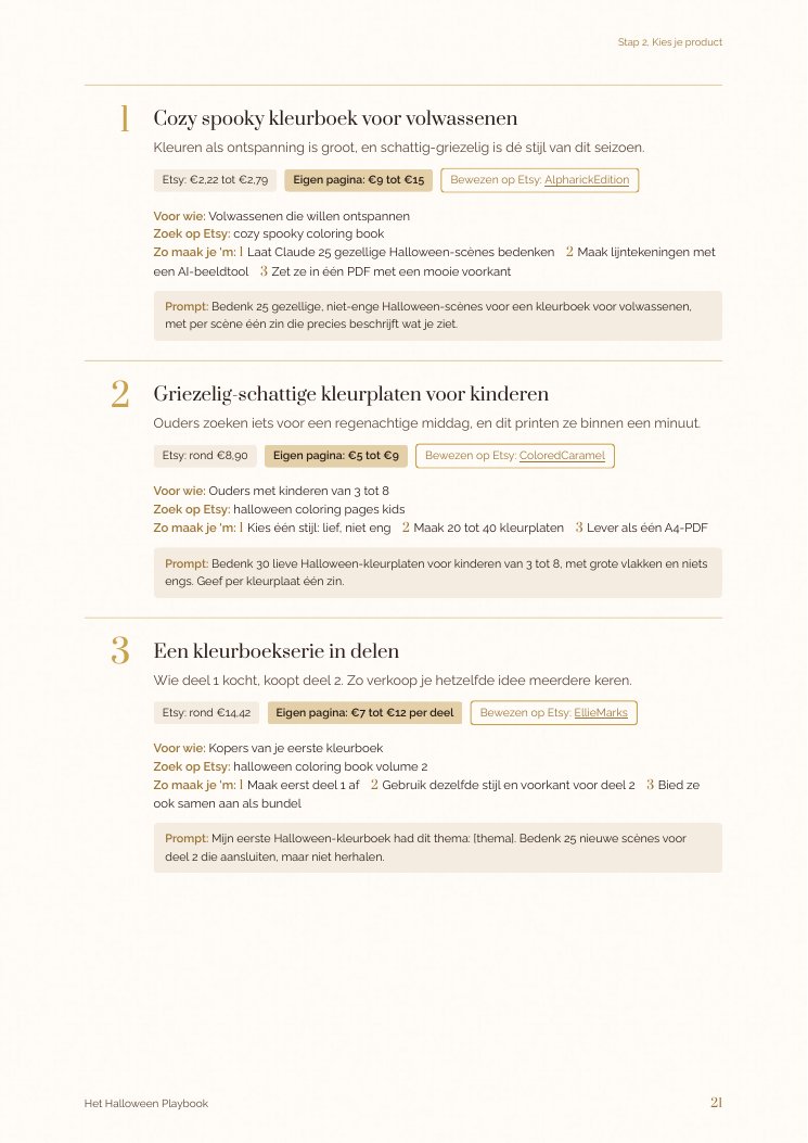 Productpagina met prompts