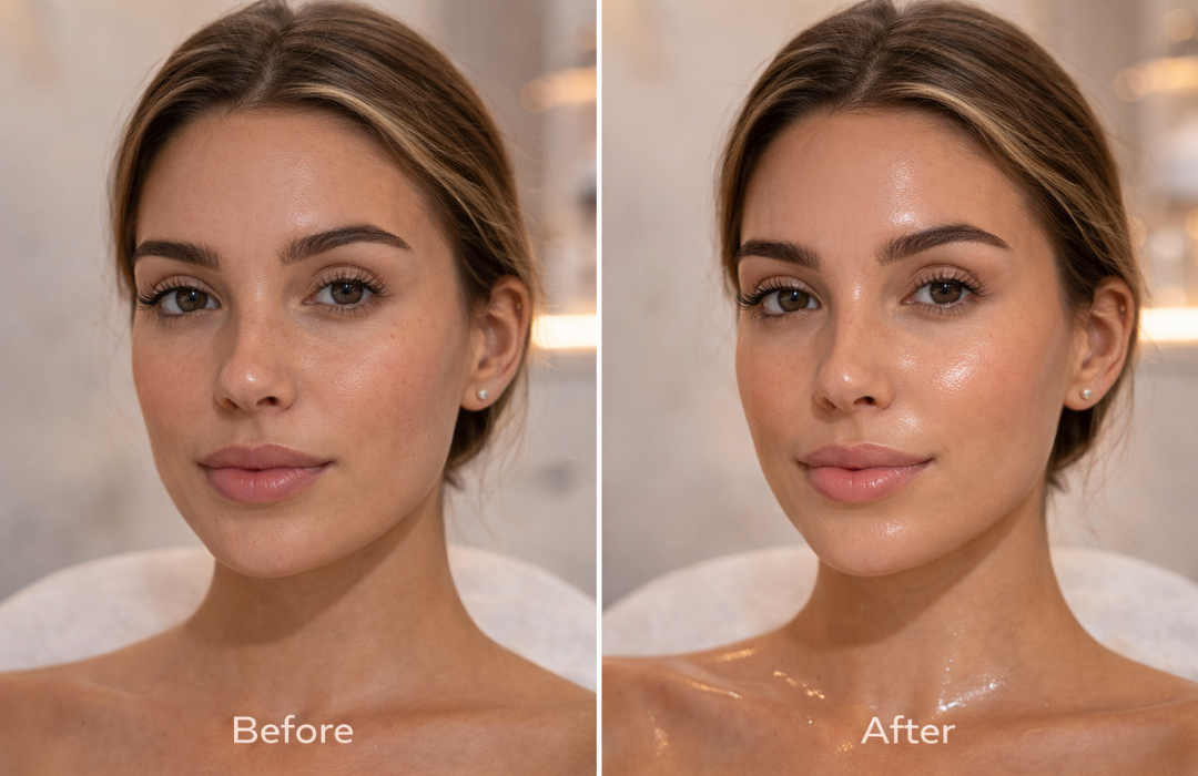 Glass skin aesthetic result after regenerative facial