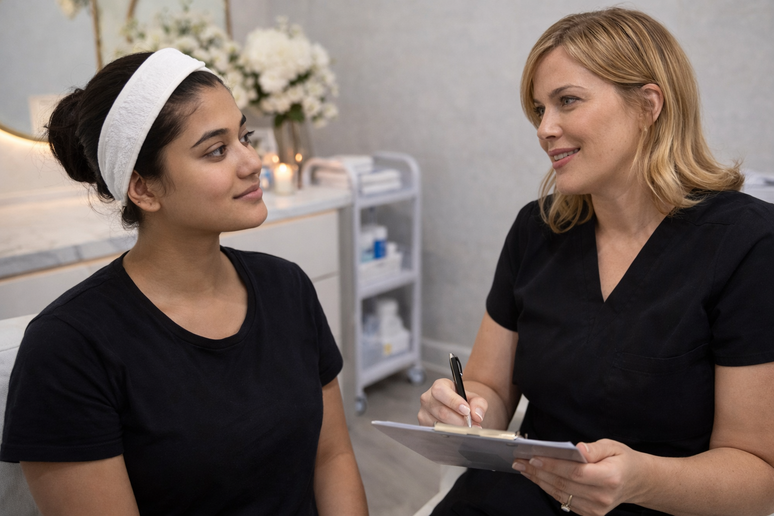 Medspa consultation for skin booster treatment