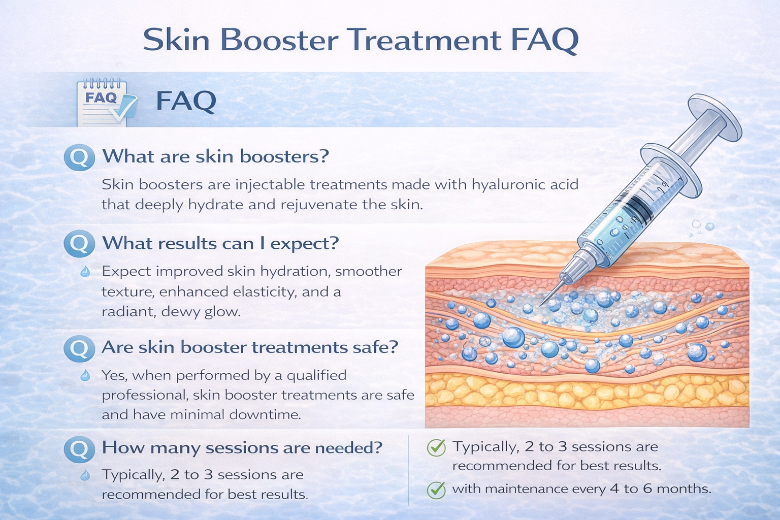 Skin booster treatment FAQ infographic
