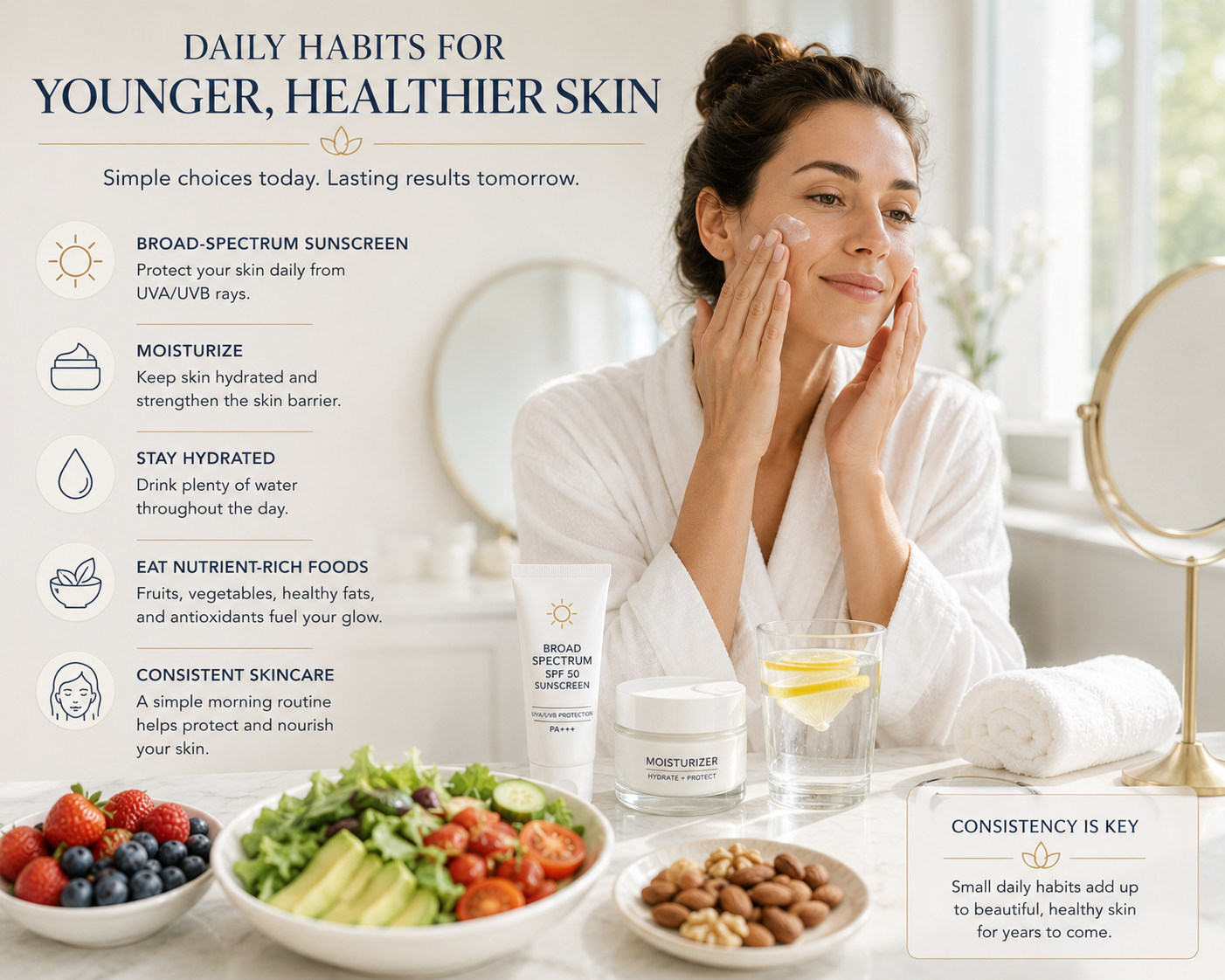 Healthy skincare habits that may help slow premature skin aging and deeper smile lines Healthy skincare habits that may help slow premature skin aging and deeper smile lines