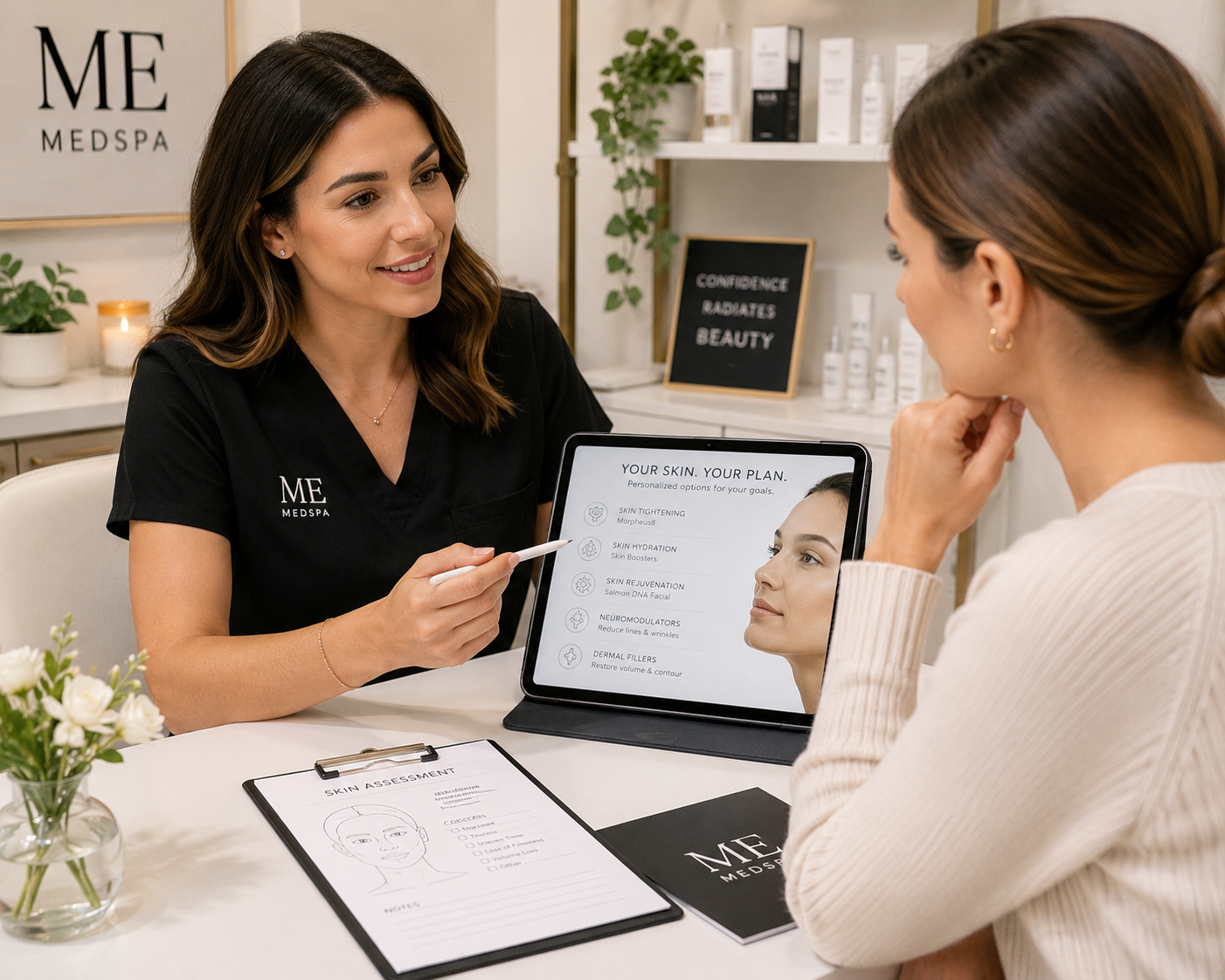 Provider creating a personalized preventative anti-aging treatment plan