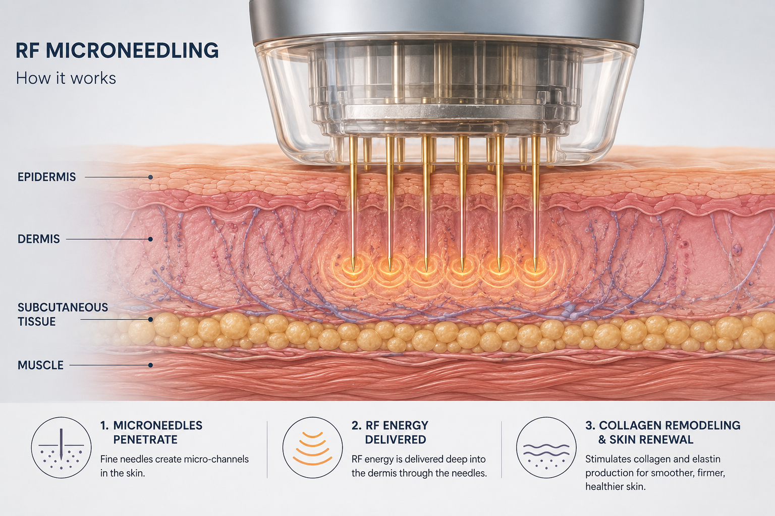 How Morpheus8 RF microneedling works beneath the skin for acne scars