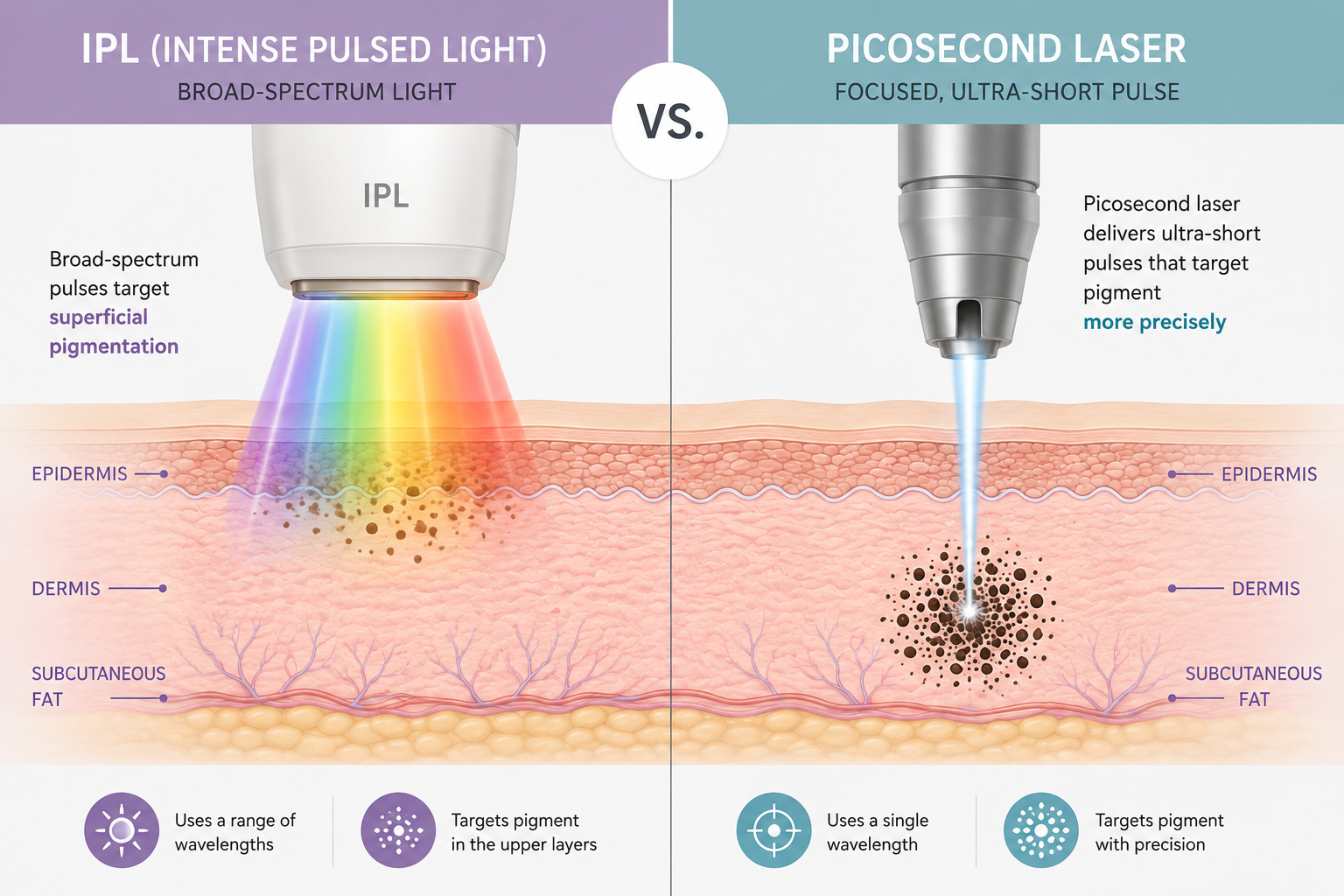 Comparison of Lumecca IPL and picosecond laser technology for pigmentation concerns