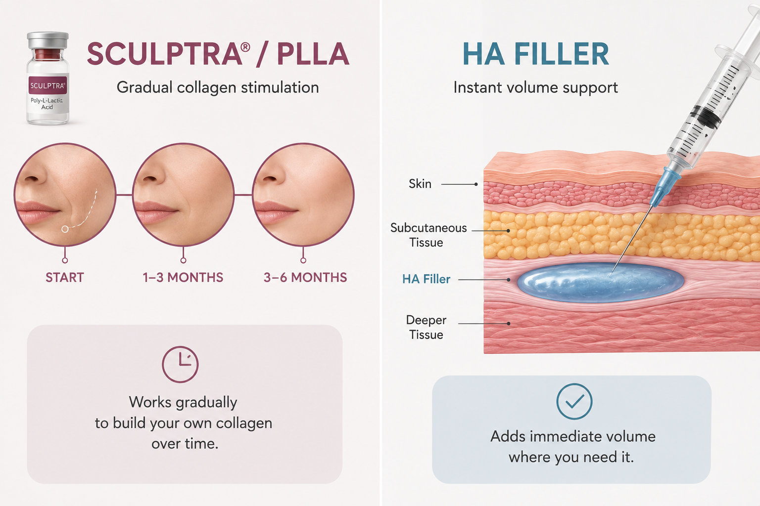 Comparison of Sculptra PLLA and hyaluronic acid dermal filler