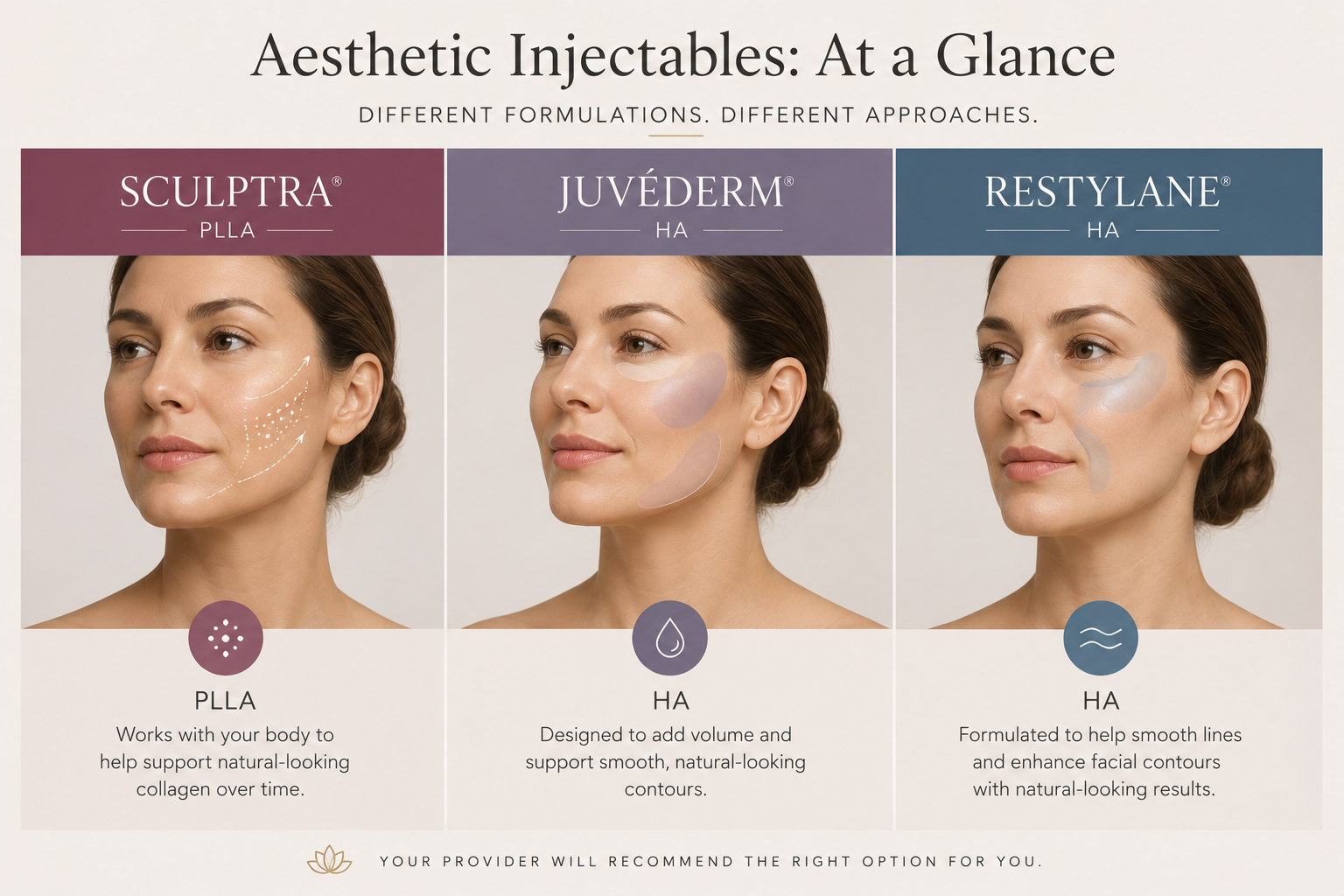 Comparison of Sculptra Juvéderm and Restylane injectable treatments