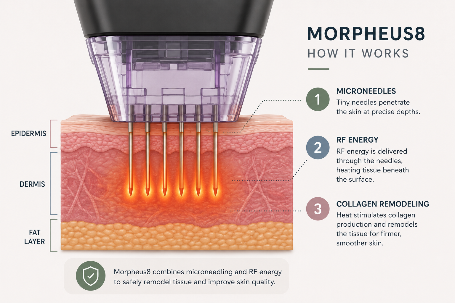 Illustration showing Morpheus8 microneedling with radiofrequency energy Illustration showing Morpheus8 microneedling with radiofrequency energy