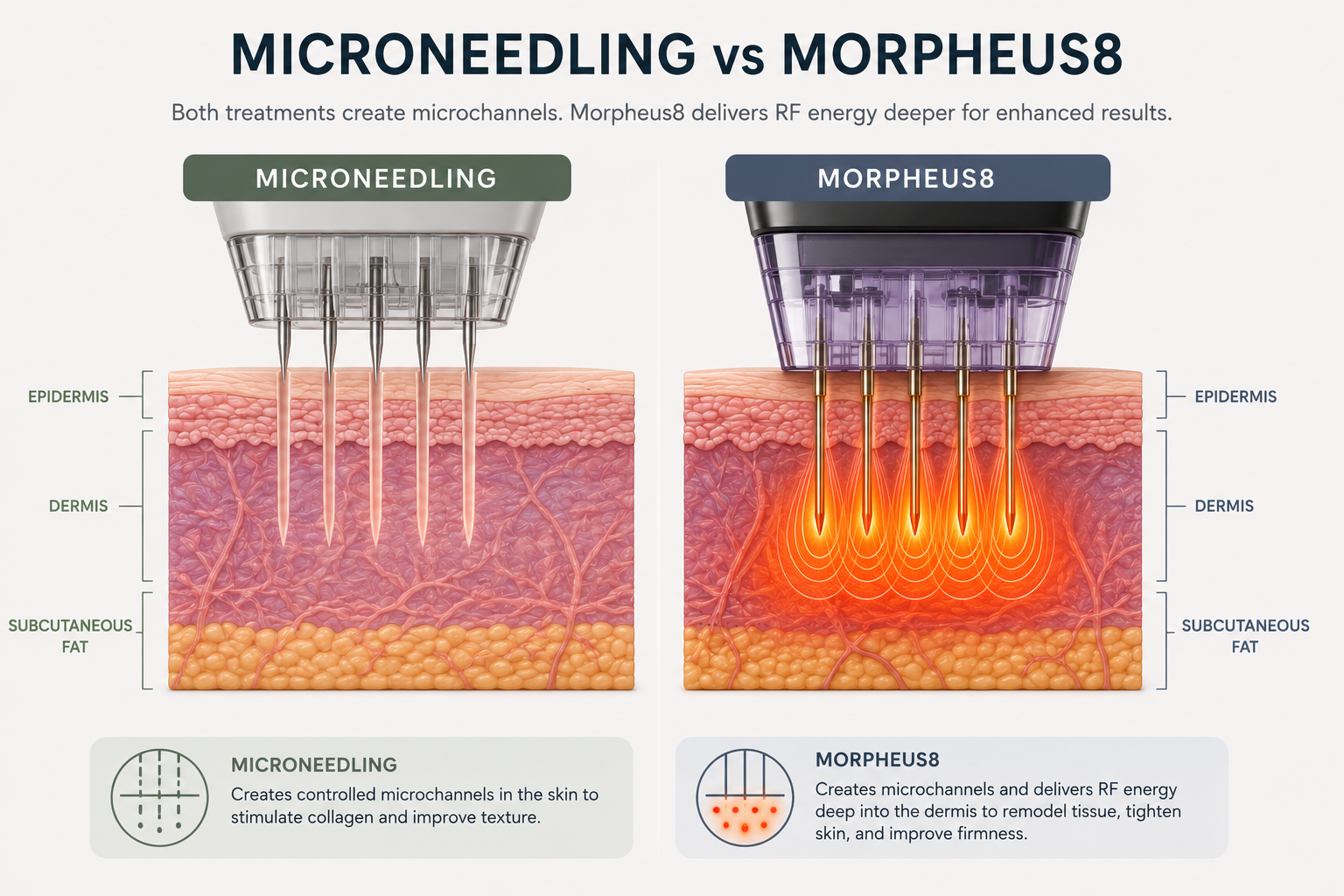 Comparison of Morpheus8 RF microneedling and conventional fractional microneedling Comparison of Morpheus8 RF microneedling and conventional fractional microneedling