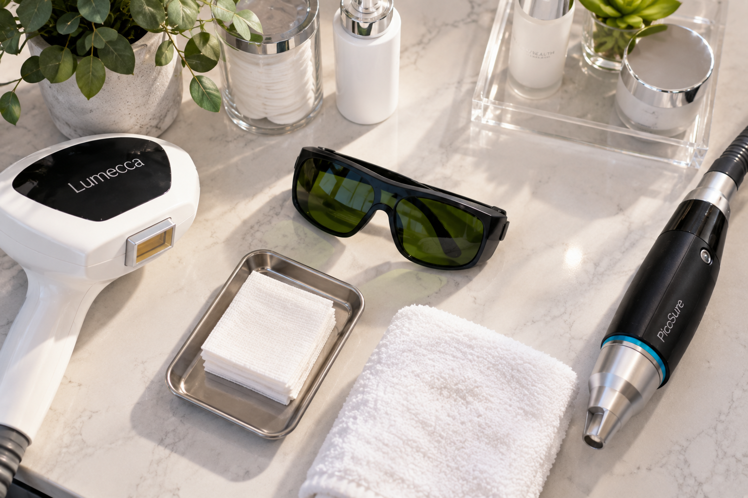 Professional IPL and laser treatment equipment prepared for a personalized skin treatment plan Professional IPL and laser treatment equipment prepared for a personalized skin treatment plan