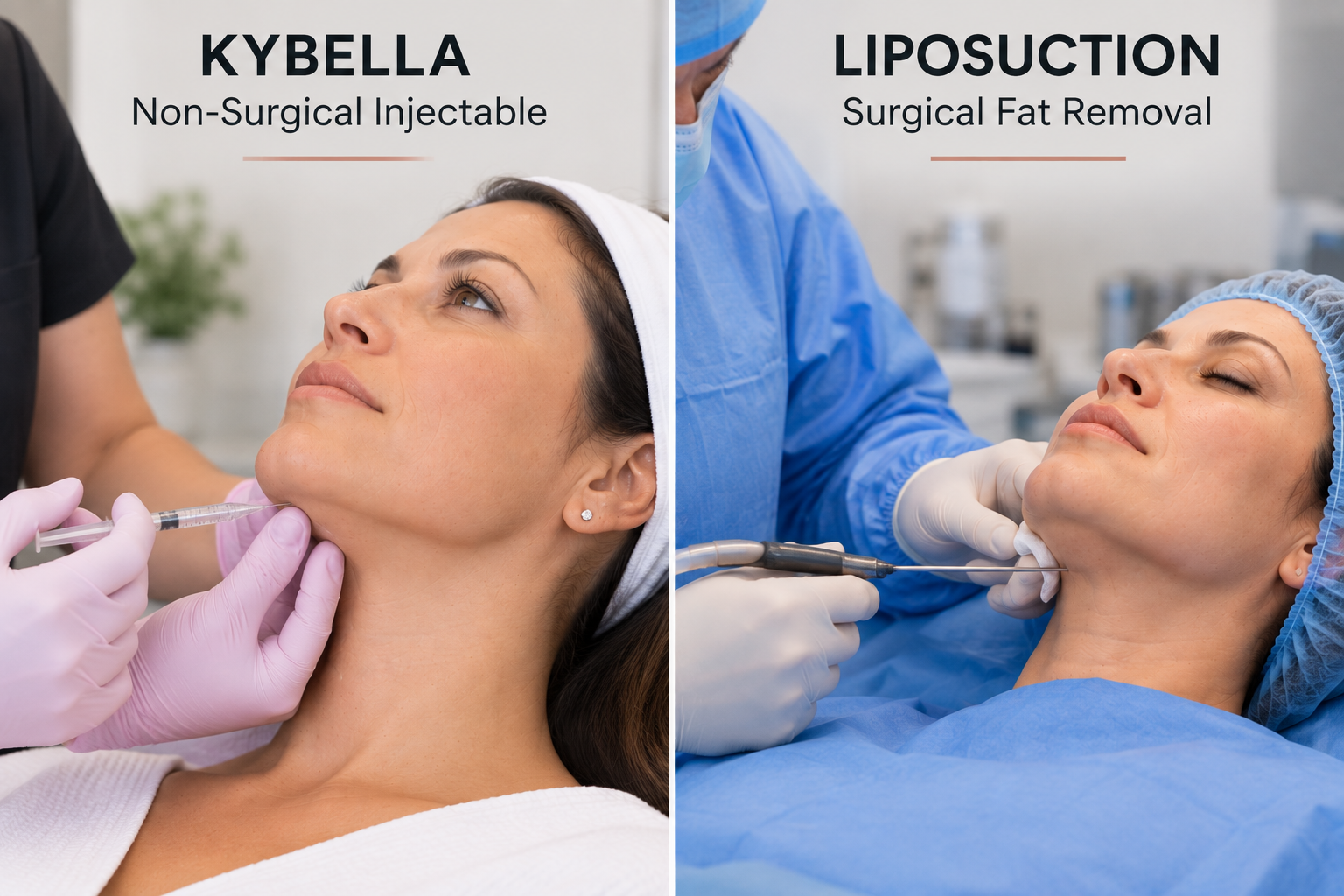 Side-by-side comparison of Kybella injections and surgical liposuction for submental fat Side-by-side comparison of Kybella injections and surgical liposuction for submental fat